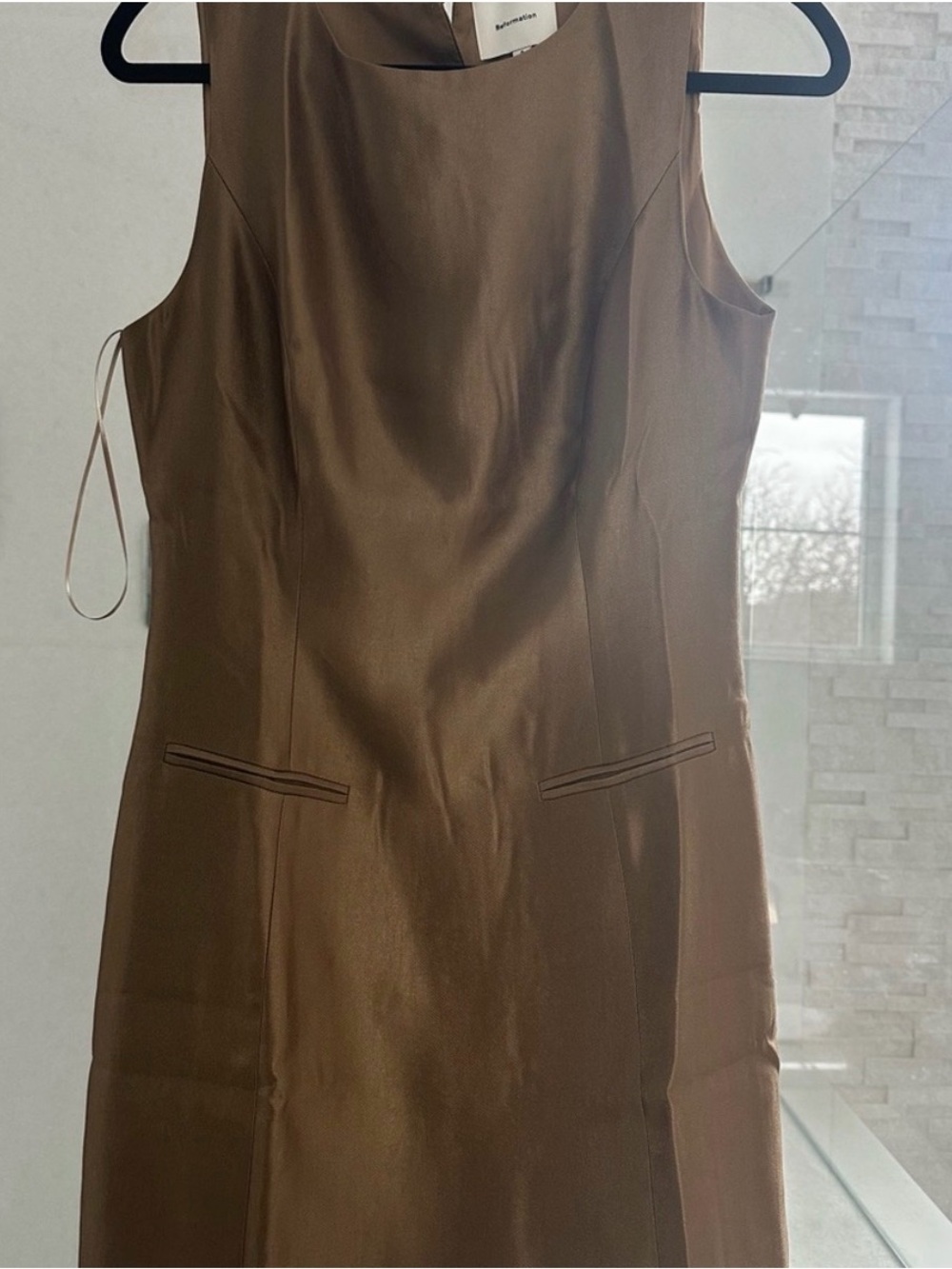 Reformation Mini Shift Dress in Brown - Picture 3 of 3